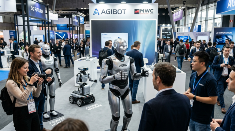 Les robots AGIBOT exposés au MWC 2026 à Barcelone, gamme complète A2 X2 G2