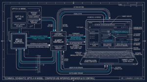 GPT-5.4 OpenAI modele IA controle ordinateur natif schema technique