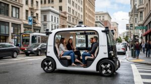 Zoox robotaxi sans volant Amazon deployment Austin Miami