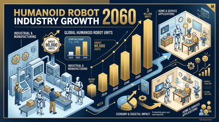 Infographie previsions BofA sur le marche des robots humanoides a horizon 2060