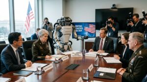 Robot humanoïde Atlas de Boston Dynamics lors d une réunion stratégique gouvernementale américaine