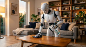 Le robot humanoide Figure 03 nettoie un salon de maniere autonome grace au systeme Helix 02 de Figure AI