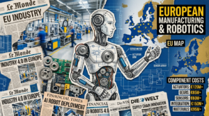 Collage editorial sur les composants hardware pour robots humanoïdes et les opportunites pour lindustrie europeenne