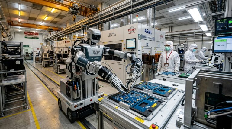 Le TM Xplore I de Techman Robot, un humanoide a base roulante presente au GTC 2026 de NVIDIA