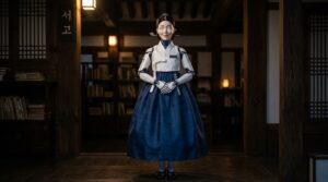 Robot humanoide nord-coreen Dojeon en hanbok traditionnel a Pyongyang