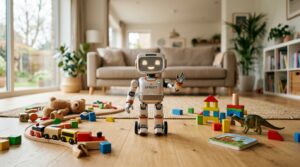 Robot Sprout de Fauna Robotics dans un interieur domestique