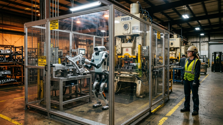 Chez Schaeffler en Caroline du Sud, un humain est payé pour surveiller le robot humanoïde Digit toute la journée