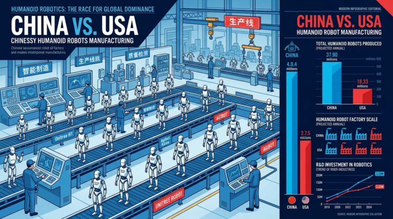 Usine chinoise robots humanoïdes chaîne de production Unitree Agibot 2025