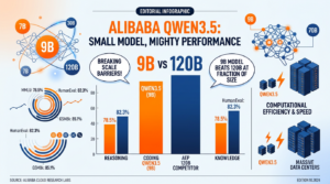 Comparaison benchmarks Qwen3.5-9B vs GPT-OSS-120B et Gemini Flash infographie