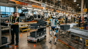 Le robot humanoïde Digit d Agility Robotics travaille sur la ligne de production RAV4 de Toyota Canada à Woodstock, Ontario