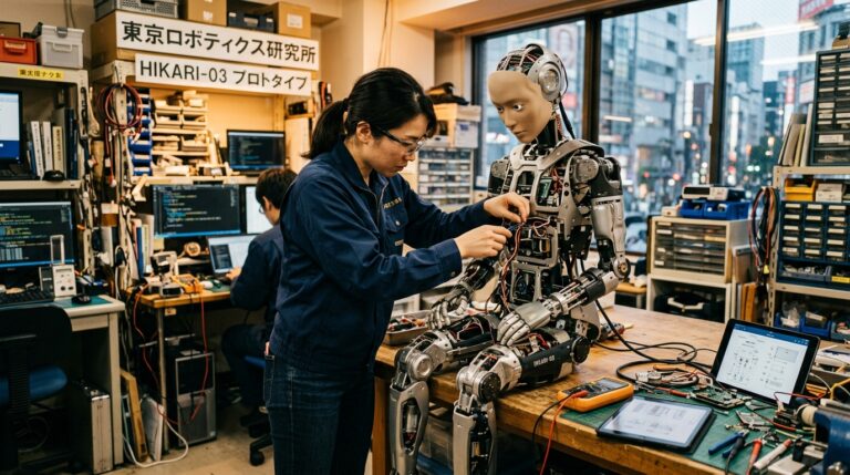 Illustration Genki Robotics startup humanoide Tokyo Andy Rubin