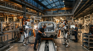 Robot humanoïde Figure 02 travaillant sur une ligne de production automobile BMW
