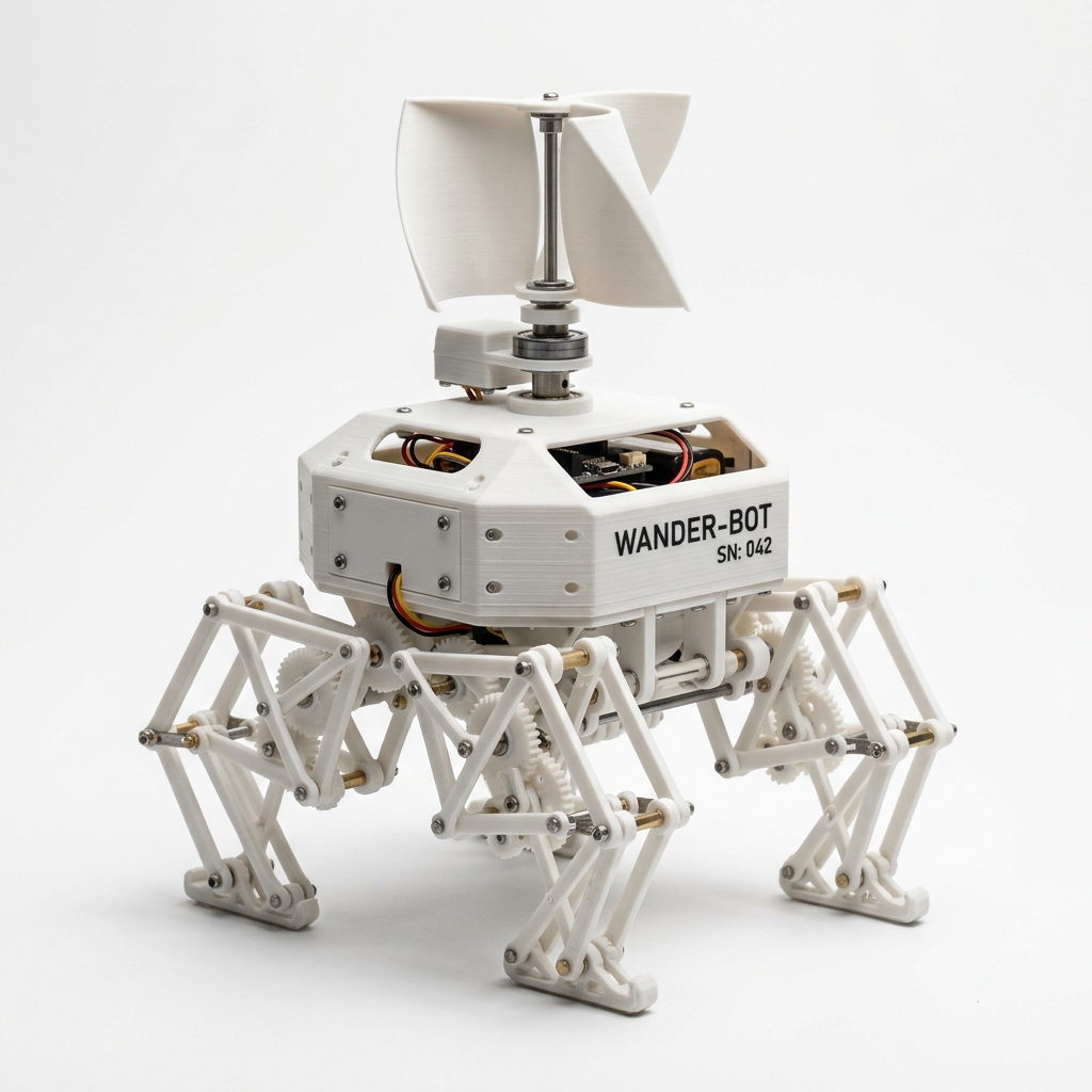 WANDER-bot robot marcheur imprime en 3D propulse par le vent