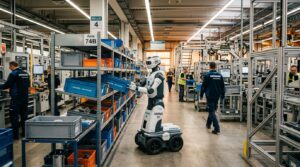 Robot humanoide HMND 01 Alpha dans usine electronique Siemens
