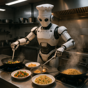 Robot cuisinier IA de Xianglu Robotics preparant des plats chinois