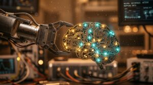 Illustration cerveau robotique IA Physical Intelligence pi07