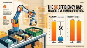 Bras robotique Franka testant des modeles IA en entrepot avec benchmark PhAIL