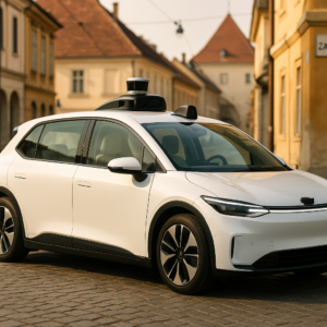 Robotaxi autonome Verne circulant dans les rues de Zagreb en Croatie