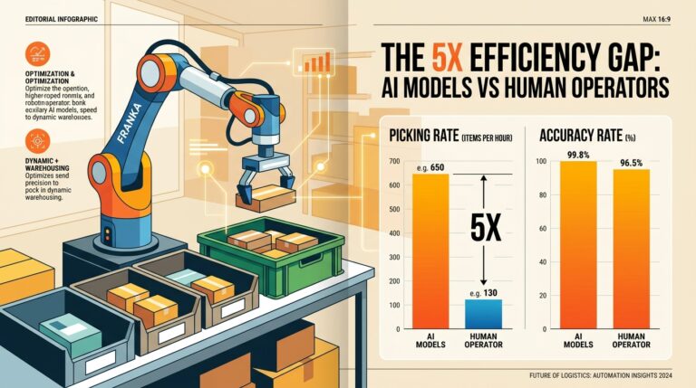 Bras robotique Franka testant des modeles IA en entrepot avec benchmark PhAIL