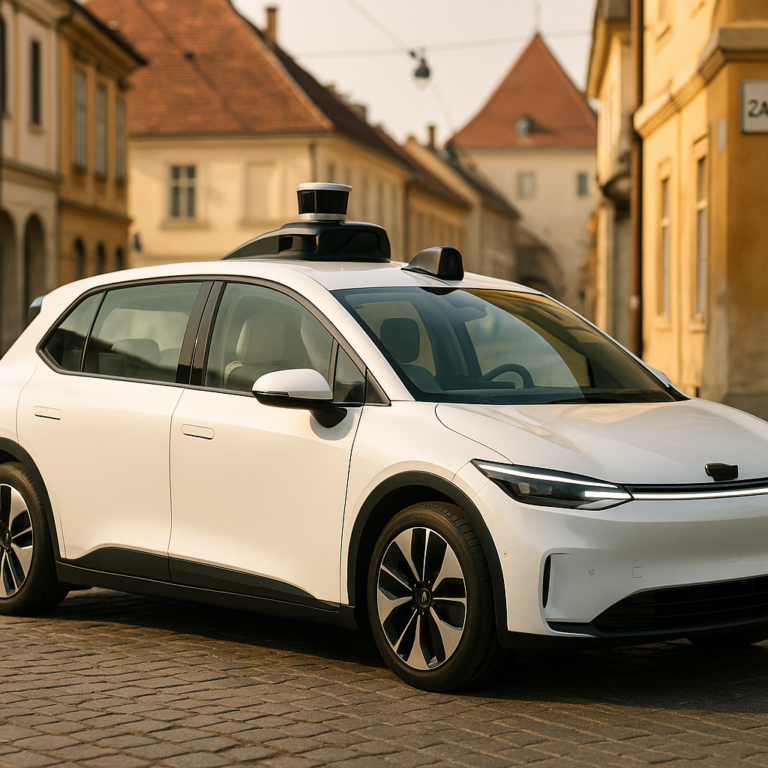 Robotaxi autonome Verne circulant dans les rues de Zagreb en Croatie