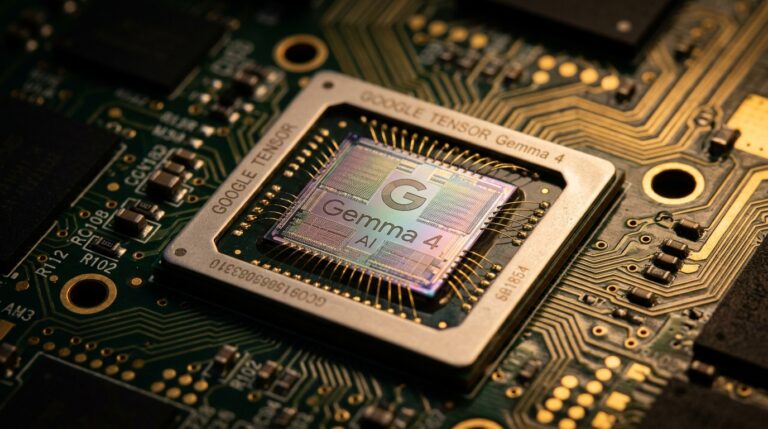 Gemma 4 Google DeepMind - puce IA et architecture open weights vue en macro