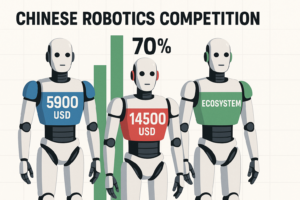 Infographie comparant Unitree AgiBot et UBTech sur le marche des robots humanoides chinois