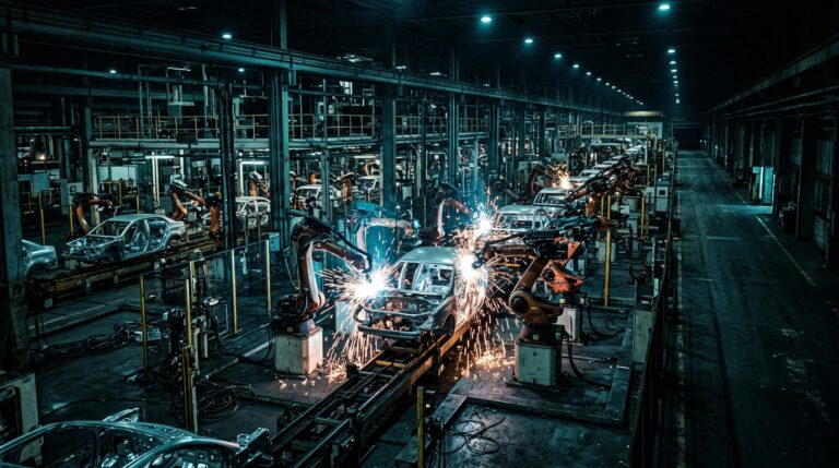 Dark factory usine entierement robotisee sans eclairage ni presence humaine