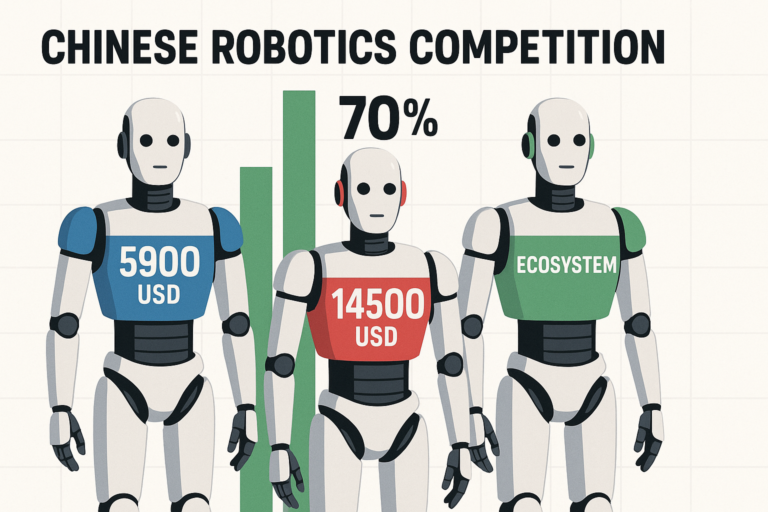 Infographie comparant Unitree AgiBot et UBTech sur le marche des robots humanoides chinois