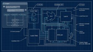 Schema blueprint dun coeur RISC-V VerCore concu par lagent IA Design Conductor de Verkor.io