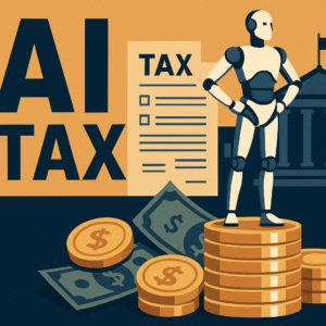 Illustration editoriale taxe robot et fonds public IA