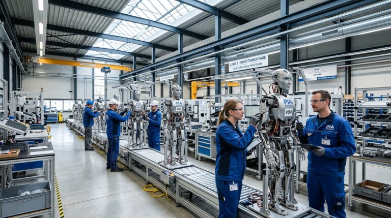 Ligne de production de robots humanoides PIA Automation en Europe