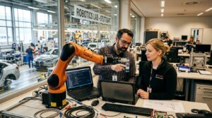Ingenieurs Sereact a Stuttgart developpant lIA pour robot industriel