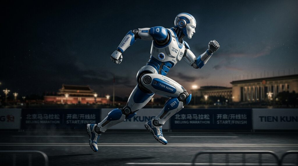 Robot humanoide Tien Kung Ultra en position de course