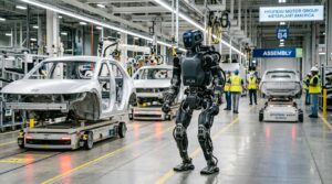 Humanoide Atlas Boston Dynamics sur ligne d assemblage Kia Georgia