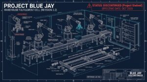 Schema blueprint bras robotique entrepot Amazon Blue Jay discontinue
