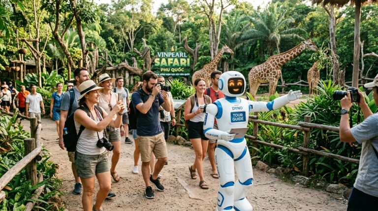 Le Vietnam met son premier humanoïde Dyno en service touristique au safari de Phu Quoc, sous la bannière du conglomérat Vingroup