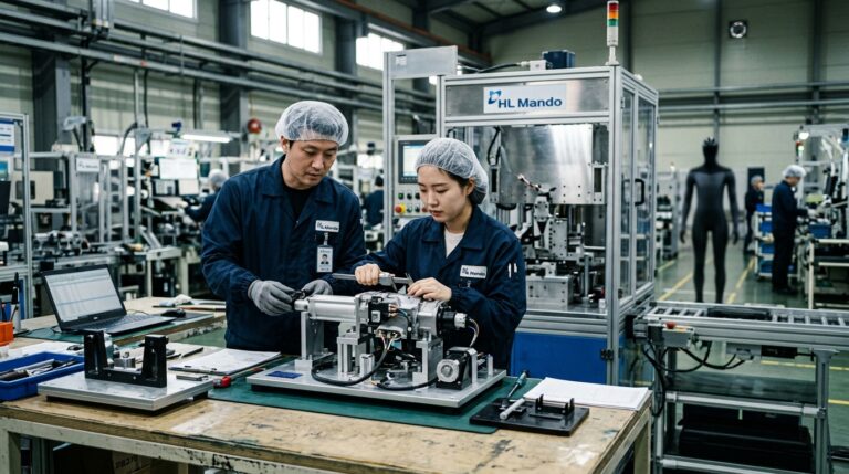 HL Mando actionneur robotique Tesla Optimus humanoide Coree du Sud