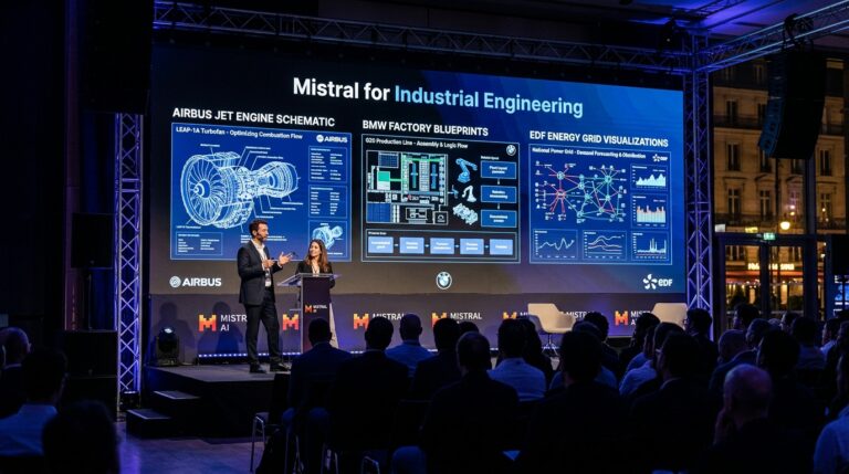 Mistral AI conference Paris 2026 lancement Industrial Engineering avec Airbus BMW EDF