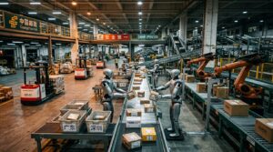 La Poste chinoise déploie des humanoïdes pour trier 1 200 colis par heure à Guangzhou, premier hub postal mondial à mixer robots humains et bras industriels