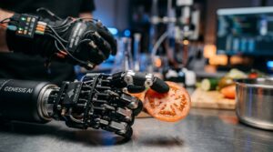 Main robotique dextre Genesis AI manipulant un objet