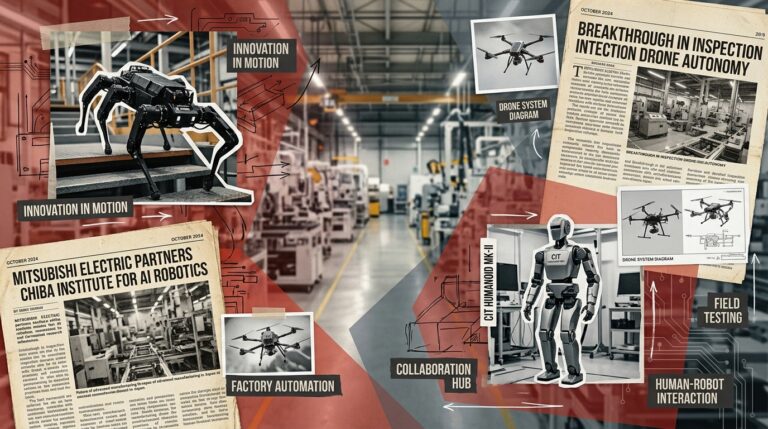 Robots multi-pattes humanoides et drones du partenariat Mitsubishi Electric et Chiba Institute of Technology
