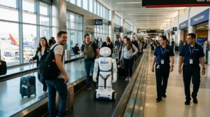 Bebop, robot humanoide dans le terminal de l aeroport d Oakland