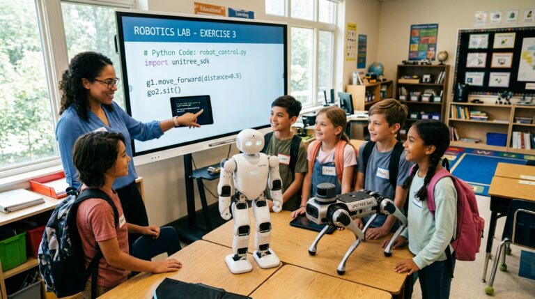 Classover education embodied AI salle de classe K-12 humanoide Unitree G1 chien-robot Go2