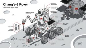 Robot lunaire 100 kg HKUST quatre roues bras articules pole sud lunaire Chang e 8