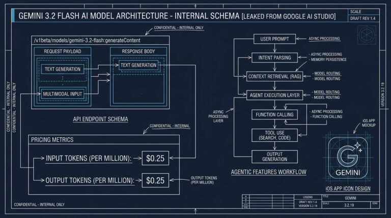 Blueprint technique de Gemini 3.2 Flash leaké dans Google AI Studio avant Google I/O 2026