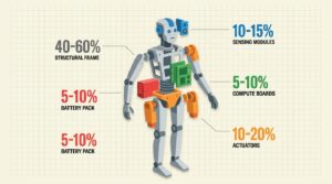 Repartition des couts d un robot humanoide selon McKinsey - actionneurs sensing compute