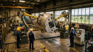 Robots de levage coordonnes JNOV Tech dans un atelier industriel a Lias dans le Gers