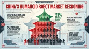 Infographie sur l industrie chinoise des humanoides et le taux de satisfaction de 23 pour cent