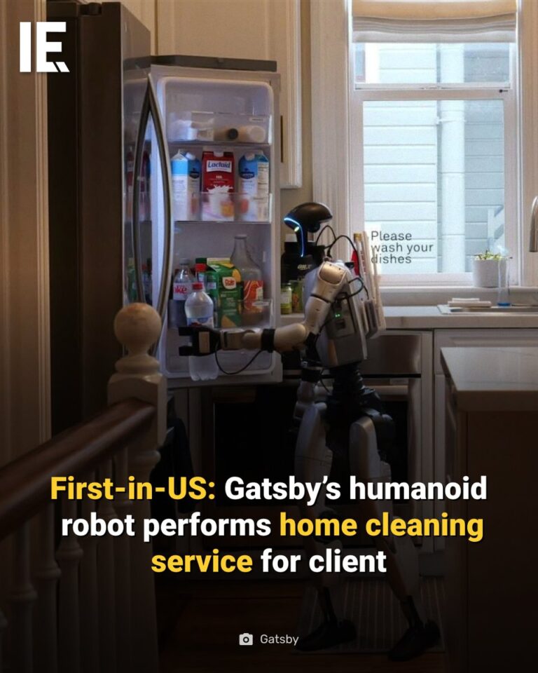 Robot humanoide Unitree G1 utilise par Gatsby pour nettoyer une cuisine San Francisco premier menage residentiel humanoide USA