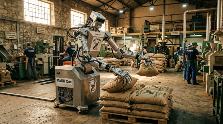 La Grèce dévoile MARK One, son premier humanoïde industriel conçu localement, qui rejoindra l&rsquo;usine KAFEA TERRA cet été